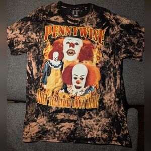 Pennywise IT Horror Movie Bleach Tie Dye Tee Medium Graphic T-Shirt